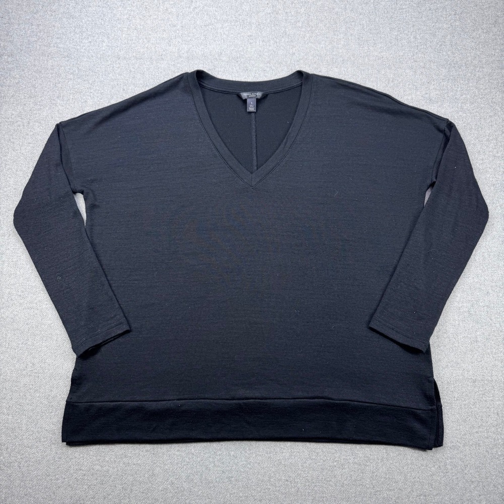 Banana Republic Top Womens‎ Small Black Luxespun V Neck Long Sleeve Oversized